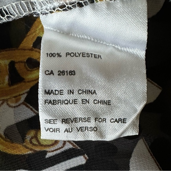 Fantasia Button Down Shirt Polka Dots Gold Chains Black Yellow White - Medium - Picture 14 of 16